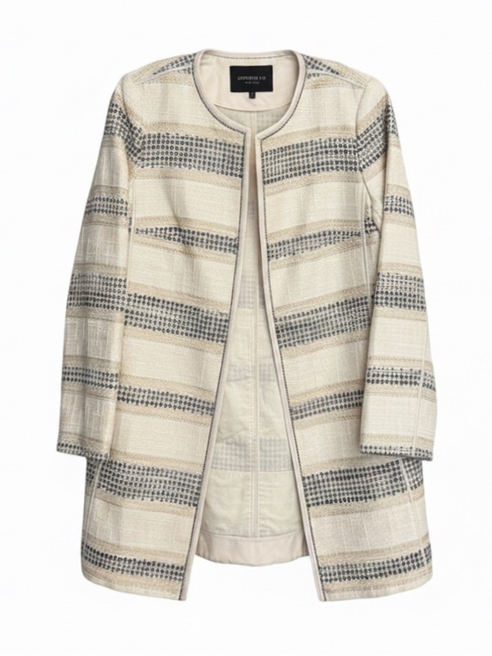 Lafayette 148 New York Women’s Woven Striped Long Jacket/Coat | Size 6